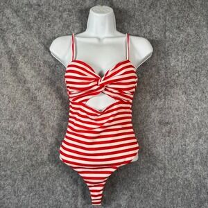 Lovers + Friends Holter Bodysuit Womens‎ XS Revolve Red White Stripe
